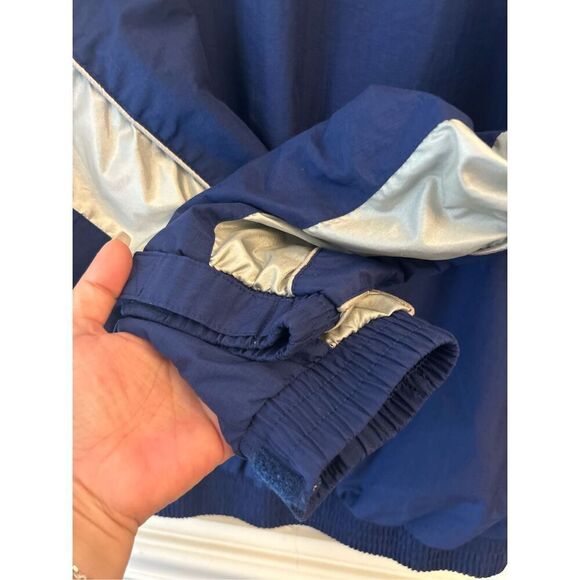 Vintage USAF Air Force PT Warm-Up Jacket Blue Silver Reflective Made in Taiwan s - Picture 6 of 10